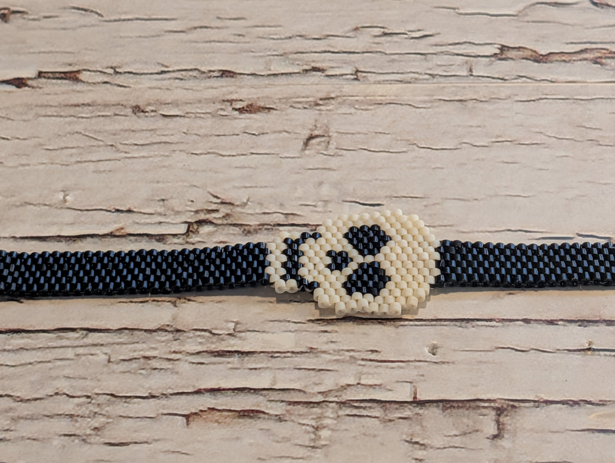 Bracelet Tissé Crâne Blanc
