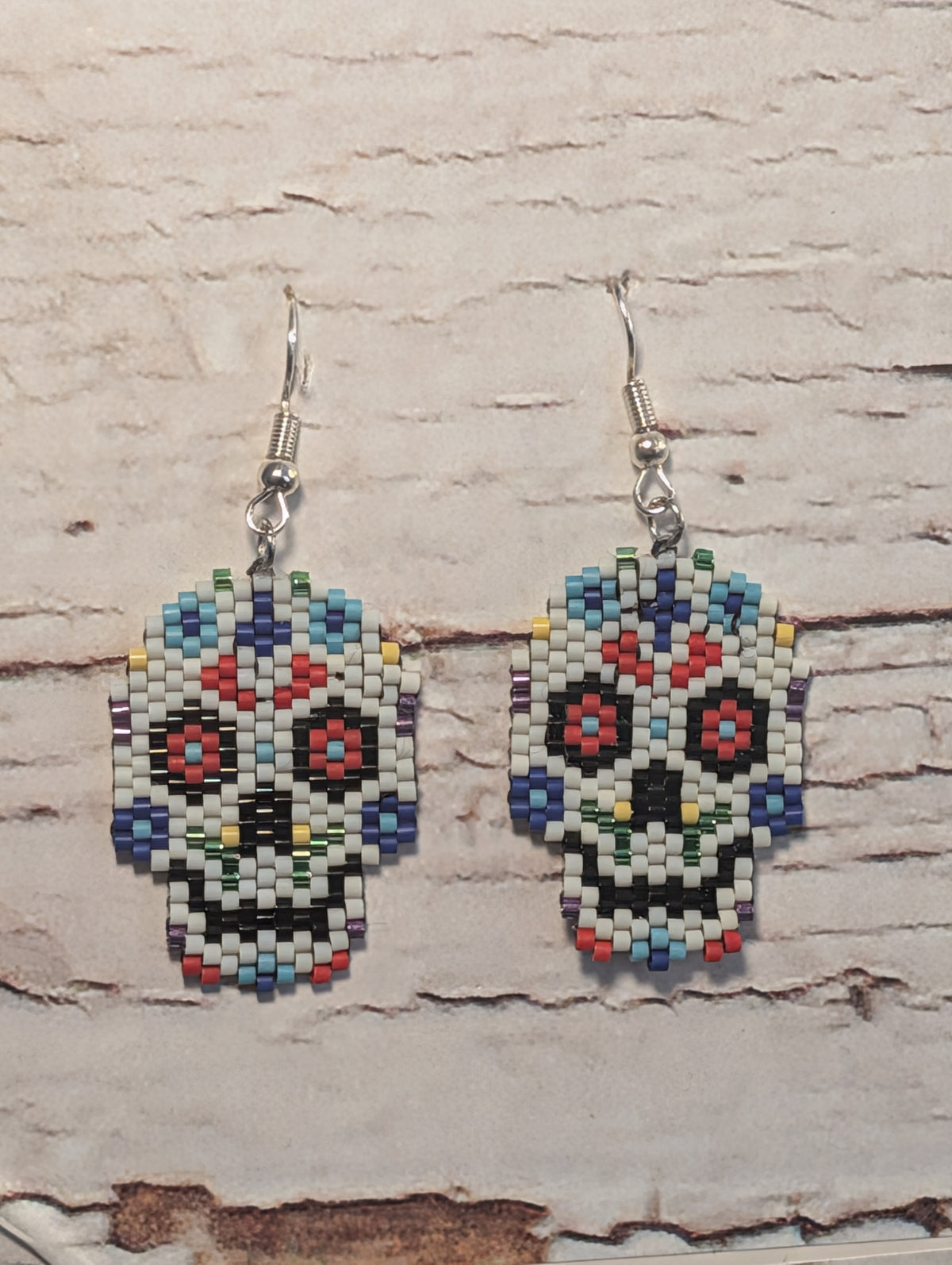 Boucles d'oreilles Pendantes — Crâne Mexicain Coloré