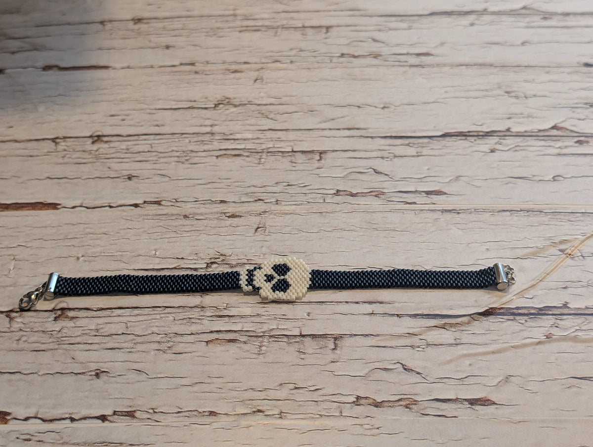 Bracelet Tissé Crâne Blanc