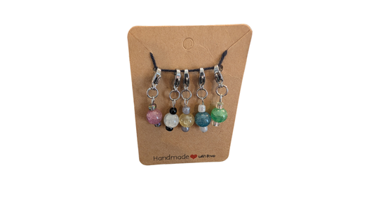 Lot de 5 Marqueurs de Mailles en Perles Craquelées – Multicolore Harlequin