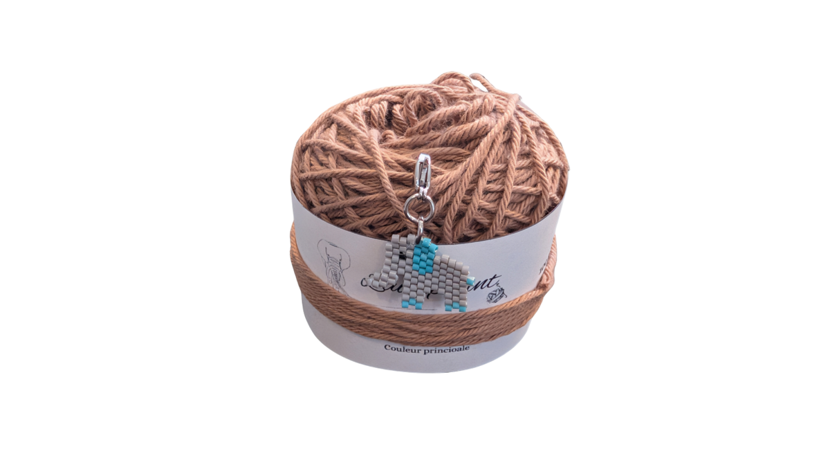 Set de Marqueurs de Mailles Premium : Éléphant Tissé & Perles Bleues