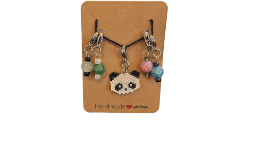 Set de Marqueurs de Mailles Premium : Panda Tissé & Perles Multicolores